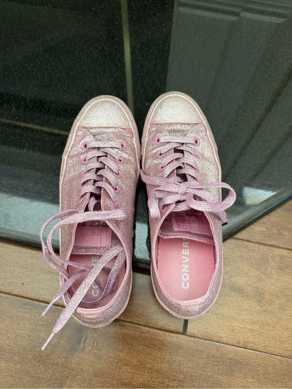 Converse Women's Pink Glitter Low Top Sneakers